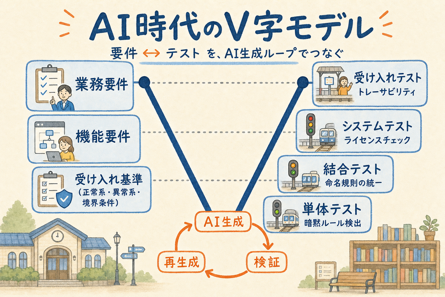 AI時代に再定義されたV字モデルの全体像を示す図解